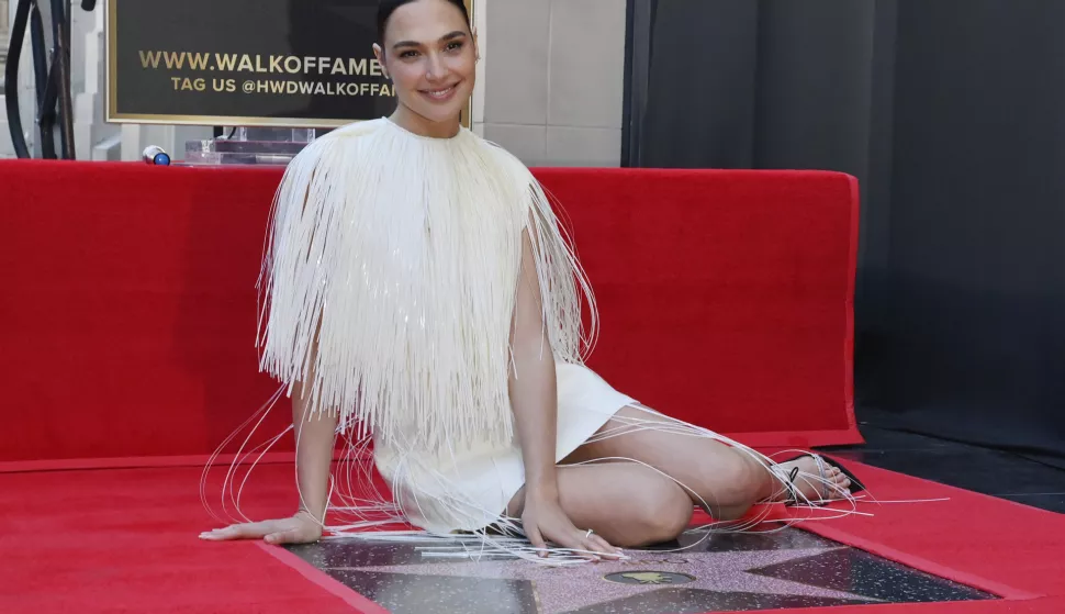 Actress and producer Gal Gadot sits beside her star during an unveiling ceremony honoring her with the 2,804th star on the Hollywood Walk of Fame in Los Angeles on Tuesday, March 18, 2025. Photo by Jim Ruymen/UPI Photo via Newscom Photo: Jim Ruymen/NEWSCOM