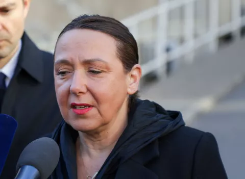 Zagreb, 20.03.2025.- Izjava ministra vanjskih i europskih poslova Gordan Grlić Radman zajedno s ministrom vanjskih poslova i vanjske trgovine Republike Sjeverne Makedonije Timčom Mucunskim i ministricom zdravstva RH Irenom Hrstić u vezi hospitalizacije makedonskih državljana stradalih u Kočanima. Na fotogrfiji Irena Hrstić.foto HINA/ Admir BULJUBAŠIĆ/ abu