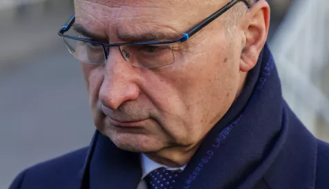 Zagreb, 20.03.2025.- Izjava ministra vanjskih i europskih poslova Gordan Grlić Radman zajedno s ministrom vanjskih poslova i vanjske trgovine Republike Sjeverne Makedonije Timčom Mucunskim i ministricom zdravstva RH Irenom Hrstić u vezi hospitalizacije makedonskih državljana stradalih u Kočanima.Na fotografiji Gordan Grlić Radman.foto HINA/ Admir BULJUBAŠIĆ/ abu