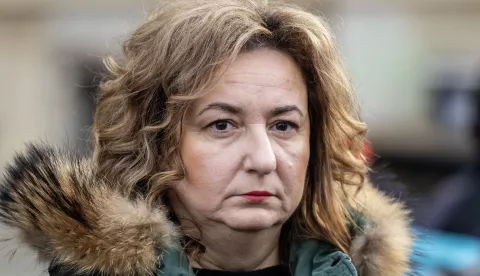 Zagreb, 22.12.2024 - Konferencija za medije "Sigurnost u školama naš je zajednički cilj" održana u povodu mimohoda "Za sigurnu školu" te popratnih aktivnosti diljem Hrvatske u organizaciji tri obrazovna sindikata: Sindikat hrvatskih učitelja, Sindikat Preporod i Nezavisni sindikat zaposlenih u srednjim školama Hrvatske. Na konferenciji su govorili Sanja Šprem (na slici), Željko Stipić i Zrinko Turalija.Foto Hina/ Dario GRZELJ/ dag