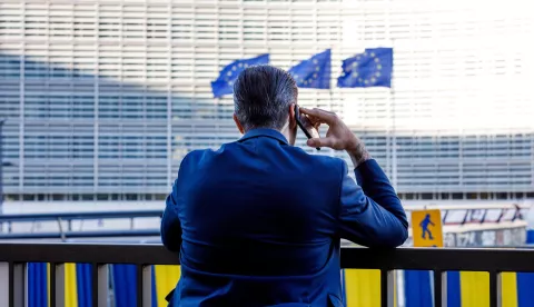 The Berlaymont headquarters of the European Commission pictured during a special European Council summit to discuss continued support for Ukraine and European defence, Thursday 06 March 2025 in Brussels. BELGA PHOTO HATIM KAGHAT **** BELGIUM ONLY **** Photo: HATIM KAGHAT/BELGA
