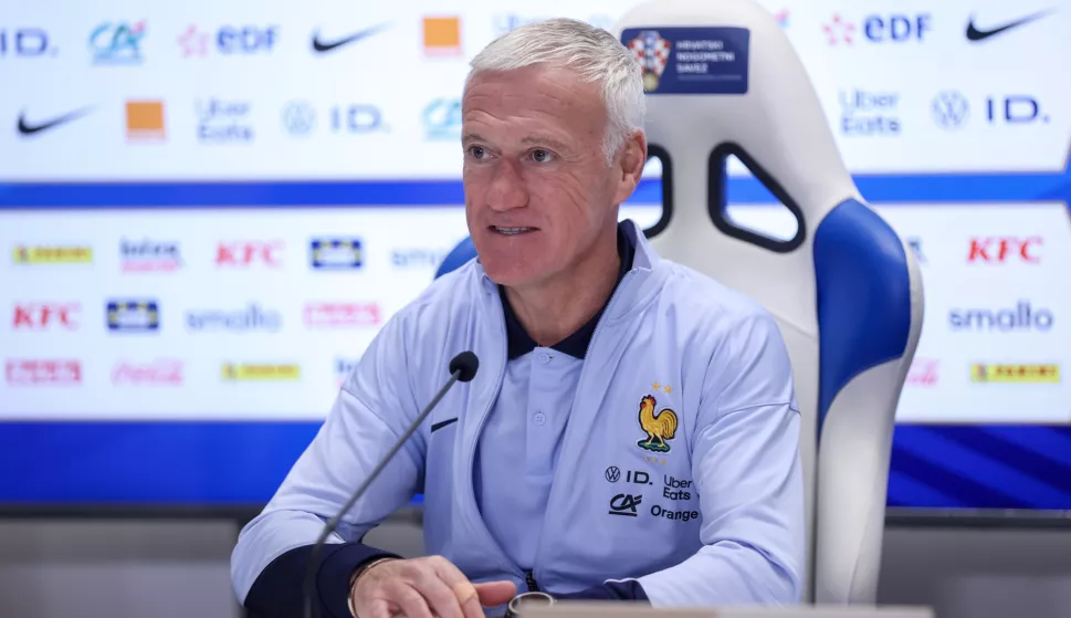 Split, 19.03.2025 - Konferencija za medije francuske nogometne reprezentacije pred utakmicu četvrtfinala Lige nacija protiv reprezentacije Hrvaske na stadionu Poljud. Na slici izbornik francuske nogometne reprezentacije Diether Deschamps.foto HINA/ Damir SENČAR/ ds