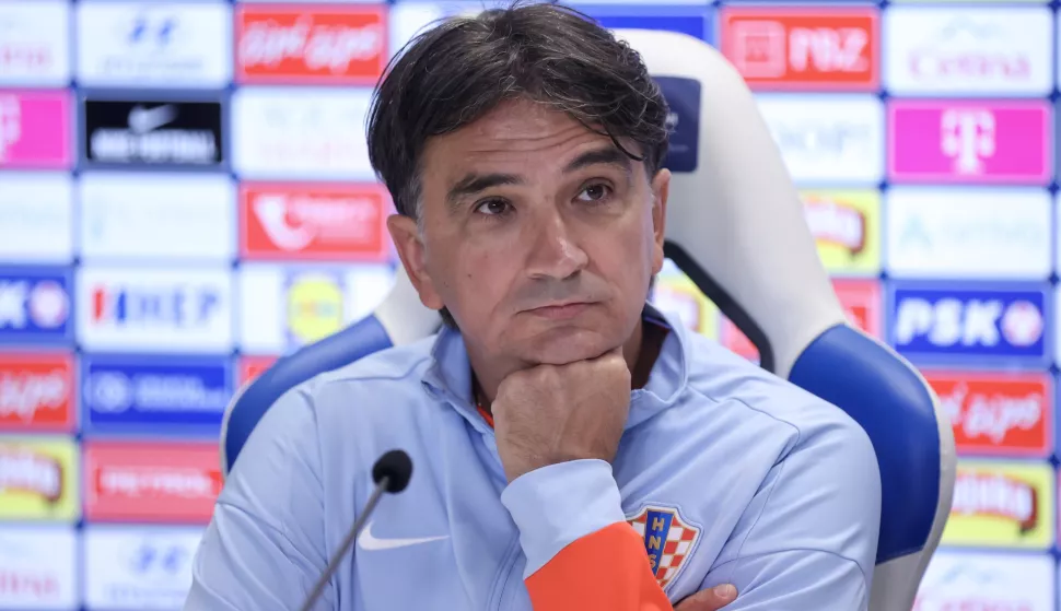 Split, 19.03.2025 - Konferencija za medije hrvatske nogometne reprezentacije pred utakmicu četvrtfinala Lige nacija protiv reprezentacije Francuske na stadionu Poljud. Na slici izbornik hrvatske nogometne reprezetnacije Zlatko Dalić.foto HINA/ Damir SENČAR/ ds