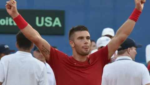 16.09.2018., Zadar - Polufinalni susret Davis Cupa izmedju Hrvatske i SAD-a. Teniski mec Borna Coric - Frances Tiafoe. Borna Coric. Photo: Hrvoje Jelavic/PIXSELL