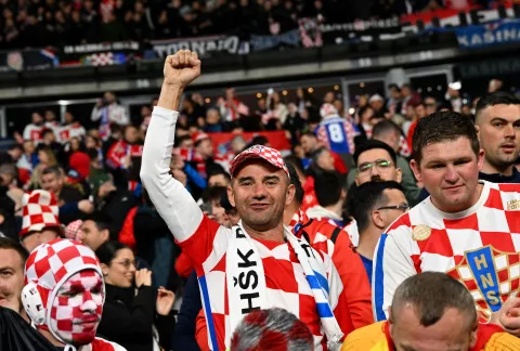 23.03.2025., Pariz, Francuska - UEFA Liga nacija, cetvrtfinale, druga utakmica, Francuska - Hrvatska. Navijaci na tribinama. Photo: Icon Sport/PIXSELL