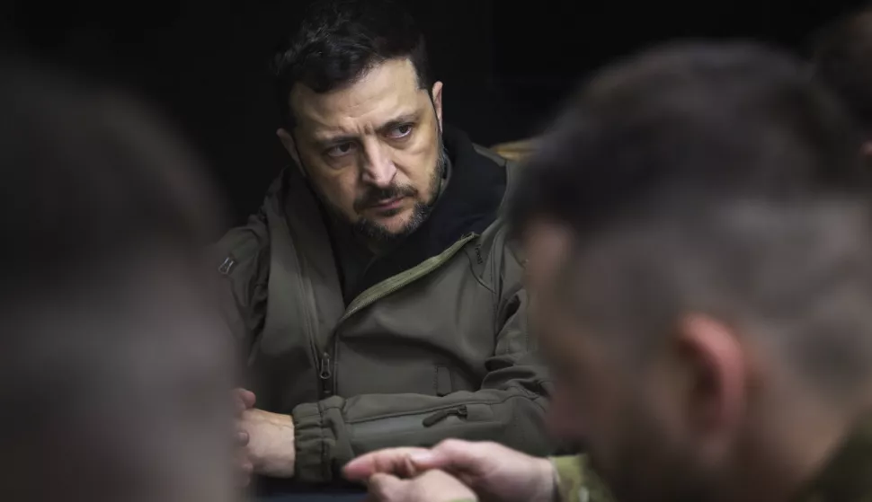 epa11981223 A handout picture made available by the Presidential Press Service shows Ukrainian President Volodymyr Zelensky meeting with commanders of the Ukrainian Armed Forces at an undisclosed location in the Donetsk region, Ukraine, 22 March 2025. Zelenskyy visited the command posts of the Pokrovsk tactical group and the 59th separate assault brigade of unmanned systems named after Yakiv Handziuk during his working visit to the Donetsk region amid the ongoing Russian invasion. EPA/PRESIDENTIAL PRESS SERVICE HANDOUT HANDOUT HANDOUT EDITORIAL USE ONLY/NO SALES