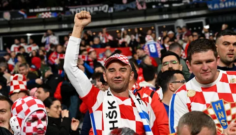 23.03.2025., Pariz, Francuska - UEFA Liga nacija, cetvrtfinale, druga utakmica, Francuska - Hrvatska. Navijaci na tribinama. Photo: Icon Sport/PIXSELL