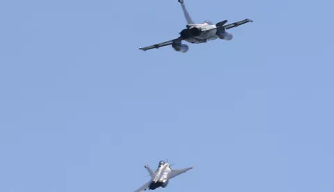 Osijek, 15. 06. 2024, Tvrdja, Trg Sv. Trojstva i kod Bastiona, vjezba HV, izlozbaa oruzija i prelet Rafalea...snimio GOJKO MITIĆ