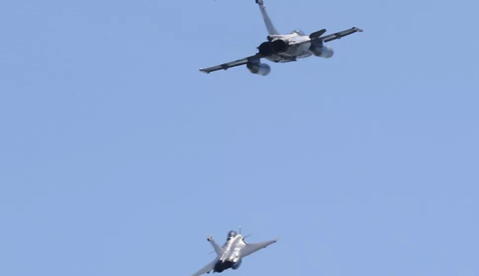 Osijek, 15. 06. 2024, Tvrdja, Trg Sv. Trojstva i kod Bastiona, vjezba HV, izlozbaa oruzija i prelet Rafalea...snimio GOJKO MITIĆ