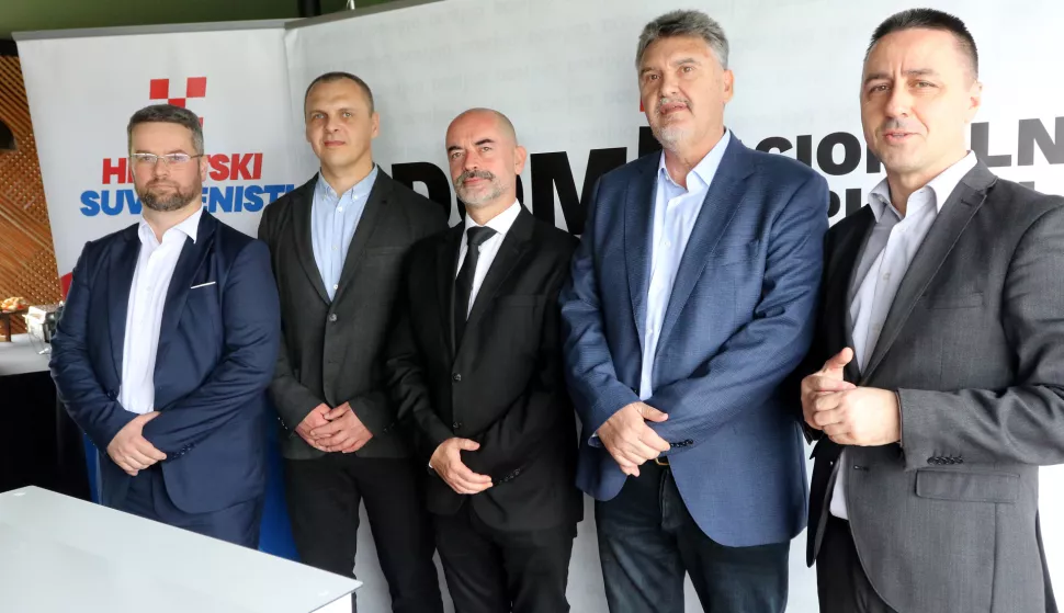 Osijek, 25. 03. 2025, Projekt 9. presss i predstavaljanje kandidata za župana i gradonačelnika Osijeka, koalicije, Domino, Most, Hrvatgski suvernisti...snmio GOJKO MITIĆ