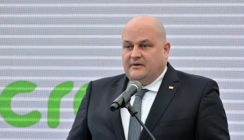 Bosiljevo, 14.03. 2025. - U plinskom čvoru Bosiljevo danas je u probni rad pušten magistralni plinovod Zlobin- Bosljevo, a prisutni su bili predsjednik Vlade RH Andrej Plenković, ministar gospodarstva Ante Šušnjar i predsjednik Uprave PlinaCroa Ivica Arar. Na fotografiji Ante Šušnjar. foto HINA/ Mladen VOLARIĆ/ tm