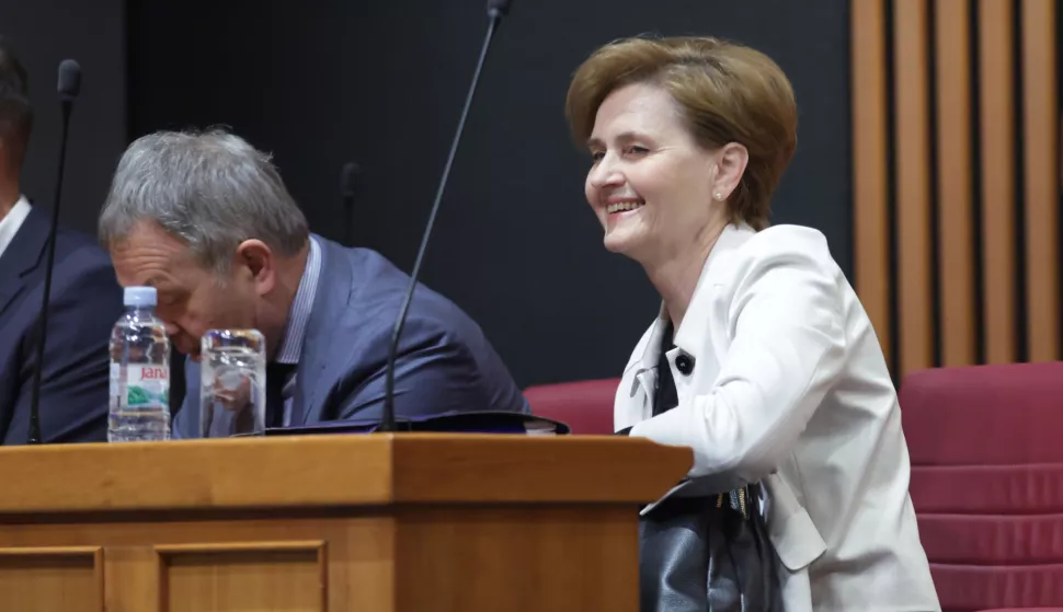 Zagreb, 27.03.2025.- Nastavak 5. sjednice Hrvatskog sabora koja je započela raspravom o Polugodišnjoj informaciji o financijskom stanju, stupnju ostvarenja stabilnosti cijena i provedbi monetarne politike u drugom polugodištu 2023. godine. Na fotografiji Sandra Švaljek.foto HINA/ Admir BULJUBAŠIĆ/ abu