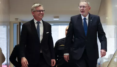 Zagreb, 27.03.2025 - Povjerenik Europske komisije za unutarnje poslove i migracije Magnus Brunner posjetio je Nacionalni koordinacijski centar za nadzor granice gdje se susreo sa potpredsjednikom Vlade i ministrom unutarnjih poslova Davorom Božinovićem. Na slici Magnus Brunner, Davor Božinović
