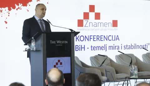 Zagreb, 31.03.2025. - Konferencija "Sigurnost u BiH - temelj mira i sigurnosti". Na fotografiji ministar obrane Ivan Anušić. foto HINA/ Lana SLIVAR DOMINIĆ/ lsd