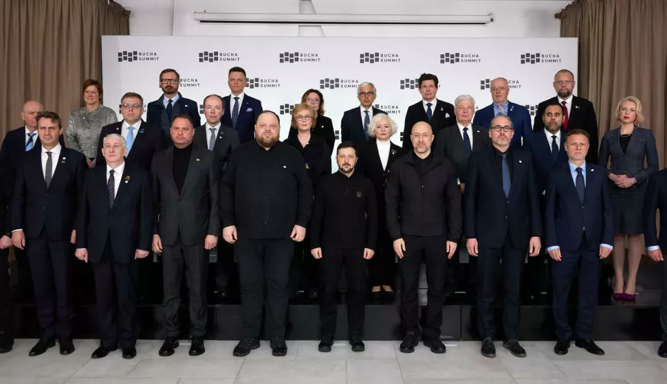 Kijev/Buča, 31.03.2025. - Predsjednik Sabora Gordan Jandroković rekao je u ponedjeljak na samitu koji je ukrajinski parlament organizirao u povodu obilježavanja treće godišnjice oslobođenja grada Buče da se Hrvatska zauzima za pravedan i održiv mir koji će biti prihvatljiv Ukrajini, priopćeno je iz Hrvatskog sabora. foto HINA/ Hrvatski sabor/ Vadym Sarakhan/ ml