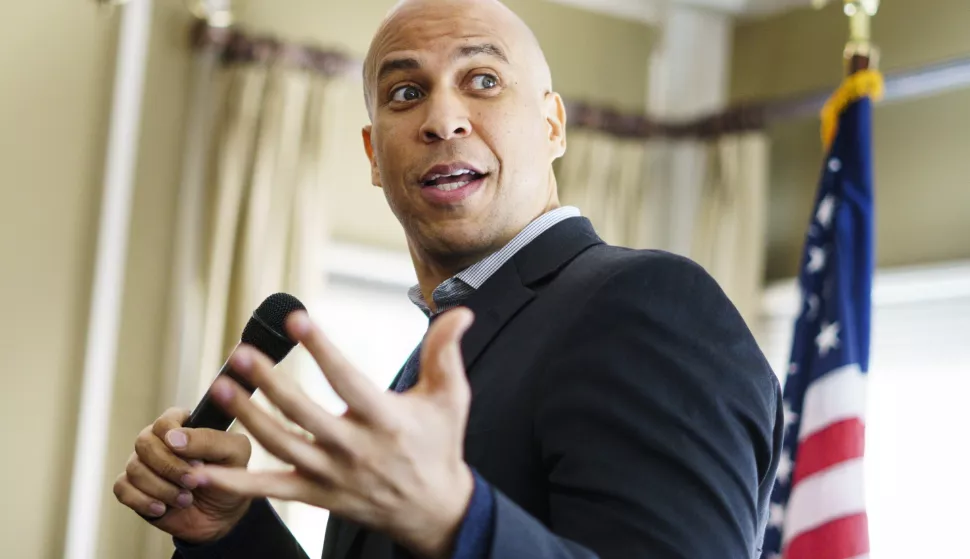 epa07335773 (FILE) - Democratic Senator Cory Booker of New Jersey speaks during a brunch in support of Democratic Senator Bob Menendez and the the Democratic party in Union Township at the Suburban Golf Club in Union, New Jersey, USA, 04 November 2018 (Reissued 01 February 2019). According to reports on 01 February 2019, Democratic Senator of New Jersey Cory Booker announced running for the 2020 Presidential elections. EPA/JUSTIN LANE *** Local Caption *** 54750260