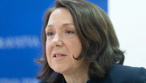Zagreb, 07.03.2025. - Konferencija za medije u povodu upućivanja Nacrta prijedloga Zakona o izmjenama i dopunama Zakona o obveznom zdravstvenom osiguranju u e-Savjetovanje.Na fotografiji Irena Hrstić.foto HINA/ Edvard ŠUŠAK/ es