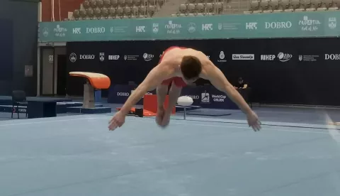 Osijek, 03. 04. 2024, Gimnastika, dvorana Gradski vrt. Konferencija za medije uoci Dobro World Cup Osijek, velika dvorana.snimio GOJKO MITIĆ