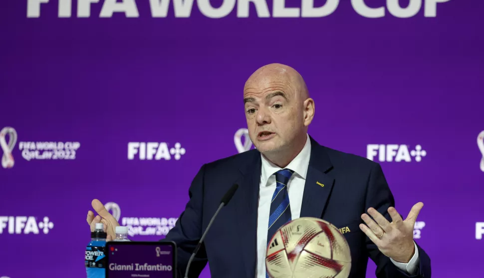 Doha, 16.12.2022 - Završna tiskovna konferencija FIFA-e u Qatar National Convention Centru u Dohi na kojoj je govorio predsjednik FIFA-e Gianni Infantino.foto HINA/ Damir SENČAR/ ds