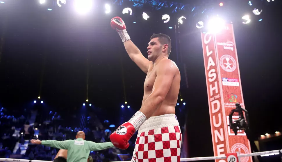 Andy Ruiz Jr v Anthony Joshua - Diriyah Arena Filip Hrgovic celebrates beating Eric Molina (not pictured) after their WBC International Heavyweight Championship contest at the Diriyah Arena, Diriyah, Saudi Arabia. Nick Potts Photo: PA Images/PIXSELL