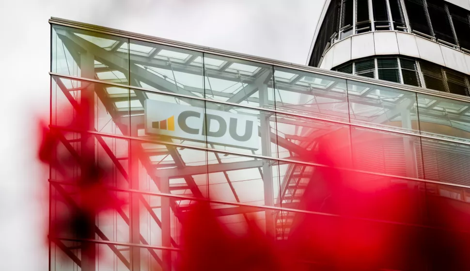 epa12019534 The Christian Democratic Union (CDU) party headquarters, the Konrad-Adenauer-Haus, in Berlin, Germany, 09 April 2025. The Christian Democratic Union (CDU), Christian Social Union (CSU), and Social Democratic Party (SPD) continue their coalition negotiations. EPA/CHRISTOPH SOEDER
