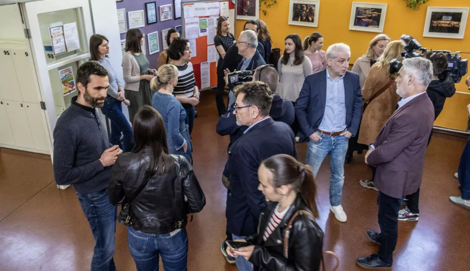 Zagreb, 11.4.2025 - Nezavisni sindikat zaposlenih u srednjim školama Hrvatske, Nezavisni sindikat znanosti i visokog obrazovanja i Školski sindikat Preporod održali su konferenciju za medije na kojoj su medijima predstavili podatke o odazivu na štrajk u osnovnim i srednjim školama, na fakultetima i institutima u Bjelovarsko-bilogorskoj, Sisačko-moslavačkoj, Karlovačkoj, Krapinsko-zagorskoj, Zagrebačkoj županiji i Gradu Zagrebu. Foto Hina/ Dario GRZELJ/ dag