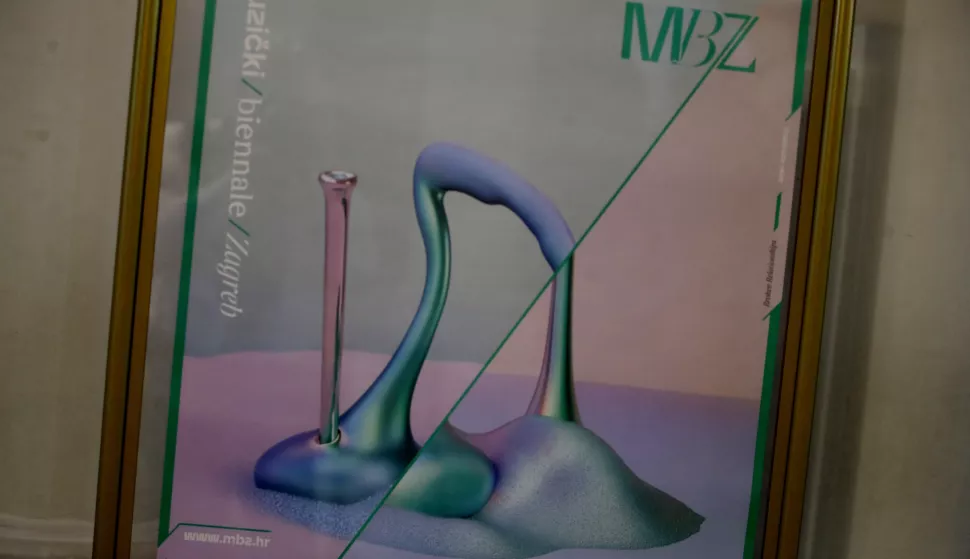 Zagreb, 05.04.2025. - Praizvedbom baleta "Prekinute veze" u Hrvatskom narodnom kazalištu otvoren je 33. Muzički biennale Zagreb. Balet je nastao u koprodukciji HNK-a i MBZ-a, a sastoji se od tri djela. Autori glazbe i koreografija izabrani su na natječaju. MBZ traje do 12. travnja, a tijekom festivala bit će izvedeno više od 20 programa s 28 praizvedbi novih skladbi, među kojima 12 MBZ-ovih narudžbi od hrvatskih i osam od međunarodnih skladatelja. Na fotografiji vizual MBZ-a. foto HINA /Zvonimir KUHTIĆ/ kuzo