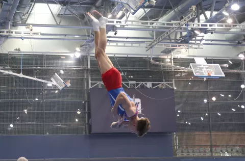 Osijek, 13. 04. 2025., Dvorana Gradski vrt, DOBRO World Cup, DOBRO World Cup 2025, finale, finale nedjelja, preskok, Aurel BenovićSNIMIO BRUNO JOBST