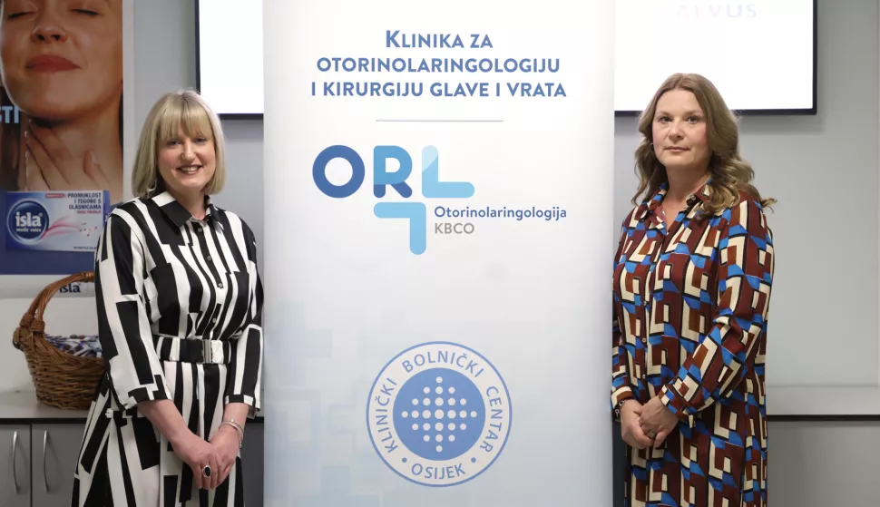 Osijek, 16. 04. 2025., OHBP, simpozij, Svjetski dan glasa, osnaži svoj glas, Željka Laksar Klarić, dr. med. spec. Otorinolaringolog, fonijatar; Darija Birtić, dr. sc. spec. otorinolaringolog, audiolog i fonijatar; voditeljice simpozijaSNIMIO BRUNO JOBST