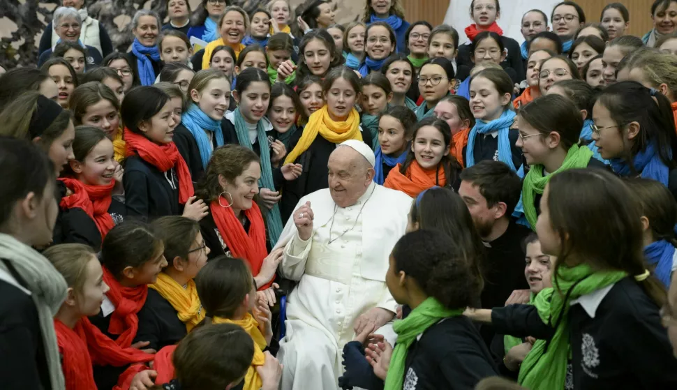 **NO LIBRI** Italy, Rome, Vatican, 2025/2/5.Pope Francis during the weekly general audience in the Paul VI hall at the Vatican Photograph by VATICAN MEDIA /Catholic Press Photo Photo: VATICAN MEDIA/ipa-agency.net/IPA
