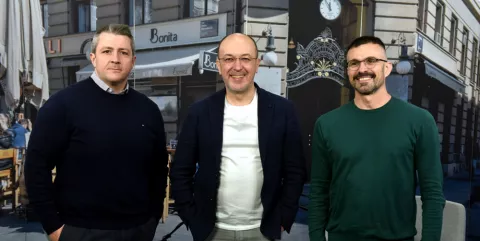 Zagreb, 03.04.2025 (pogled) - spica s Macanom, podcast, na slikama Kresimir Macan, Toni Milun, Marko Bogdan. foto Davor Kovacevic pogled