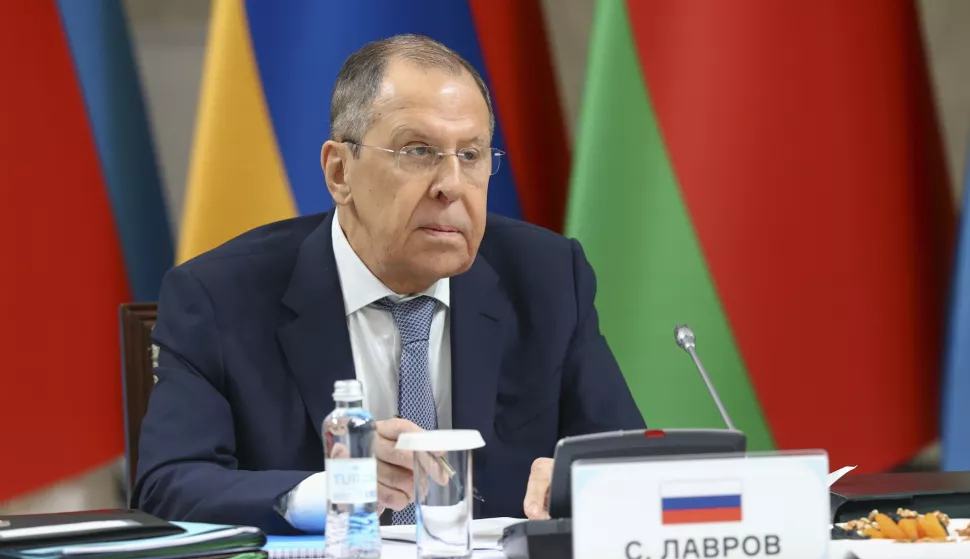 epa12024228 A handout photo made available by Russian Foreign ministry press service shows Russian Foreign Minister Sergey Lavrov attending a meeting of the Commonwealth of Independent States (CIS) Foreign Ministers Council in Almaty, Kazakhstan, 11 April 2025. EPA/RUSSIAN FOREIGN MINISTRY PRESS SERVICE/HANDOUT HANDOUT EDITORIAL USE ONLY/NO SALES