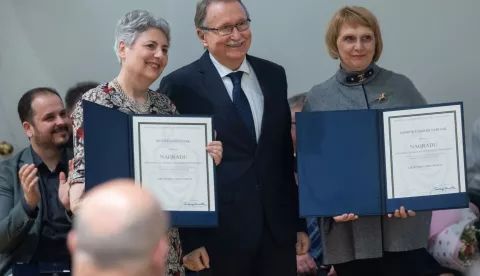 Zagreb, 29.04.2025. - Hrvatska akademija znanosti i umjetnosti obilježila je svoj dan svečanom sjednicom i dodjelom nagrada HAZU za najviša znanstvena i umjetnička dostignuća u RH u 2024. godiniNa fotografiji Jasminka Najcer Sabljak, Silvija Lučevnjak.foto HINA/ Edvard ŠUŠAK