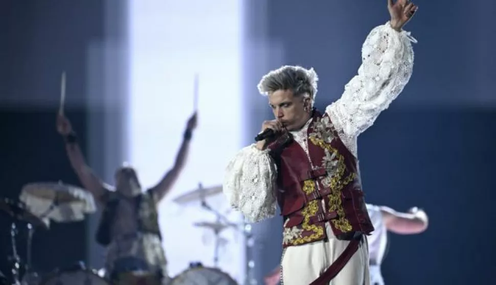 epa11325528 Baby Lasagna representing Croatia with the song 'Rim tim tagi dim' performs during the first semi-final of the 68th Eurovision Song Contest (ESC) at Malmo Arena, in Malmo, Sweden, 07 May 2024. The ESC has two semi-finals, held on 07 and 09 May, and a grand final on 11 May 2024. EPA/JESSICA GOW SWEDEN OUT