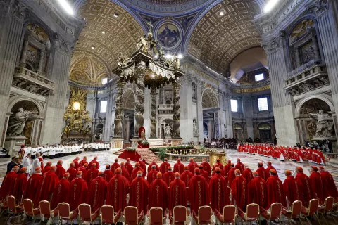 epa12065342 Cardinals attend the Fifth Novemdiale Mass in memory of late Pope Francis in Saint Peter's Basilica, Vatican City, 30 April 2025. Pope Francis passed away on Easter Monday, 21 April 2025, at the age of 88, and was buried in the Papal Basilica of St. Mary Major in Rome on 26 April. EPA/FABIO FRUSTACI