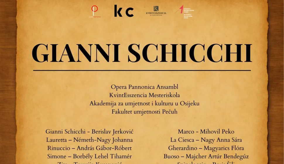 Ansambl Opera u osječkoj Dvorani Franjo Krežma u sklopu Nedjeljnog ciklusa izvest će popularnu komičnu operu "Gianni Schicchi" Giacoma Puccinija 4. svibnja 2025.