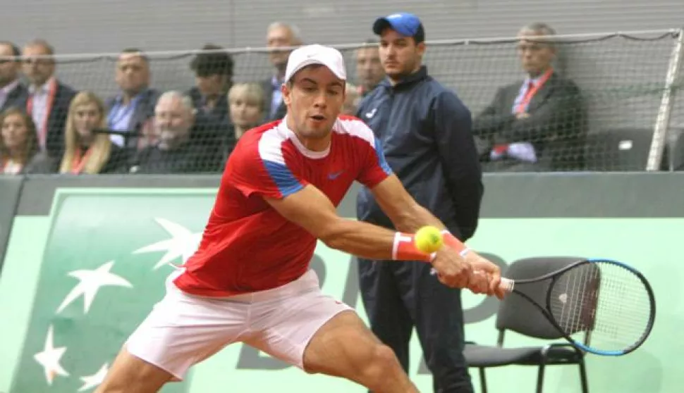 02.02.2018., Osijek - DAVIS CUP - Borna Ćorić - Peter PolanskyFoto: Zeljko Sepic