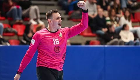 15.02.2025., SD Tresnjevka, Kutija sibica, Zagreb - Paket24 Premijer liga, Liga za prvaka, 1. kolo, RK Zagreb - RK Bjelin Spacva Vinkovci. Sandro Kolar Photo: Goran Stanzl/PIXSELL