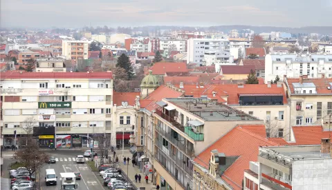 Osijek, 09. 01. 2025., Osijek - ilustracija, Osijek - vizura, urbanizam, stambene zgrade, slobodnjaci, slobodnjakSNIMIO BRUNO JOBST