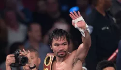 (SP)US-LAS VEGAS-WBO-WELTERWEIGHT-TITLE (161106) -- LAS VEGAS, Nov. 6, 2016 (Xinhua) -- Manny Pacquiao of the Philippines celebrates after defeating Jessie Vargas in their WBO welterweight title boxing match in Las Vegas, the United States, Nov. 5, 2016. (Xinhua/Yang Lei) Yang Lei Photo: XINHUA/PIXSELL