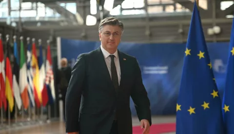 Andrej Plenkovic PM Croatia arriving to Consilium building in Brussels, Belgium on March 20, 2025. EU leaders are meeting in Brussels to discuss Ukraine and the next steps on defence. The next multiannual financial framework, budget, migration, the latest developments in the Middle East on the agenda. (Photo by Aleksy Witwicki/Sipa USA) Photo: Aleksy Witwicki/SIPA USA