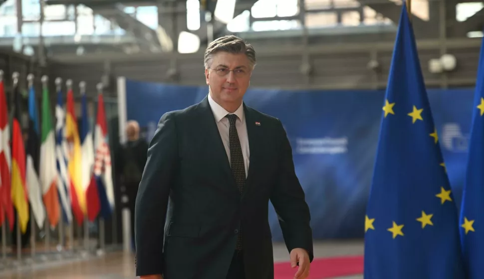 Andrej Plenkovic PM Croatia arriving to Consilium building in Brussels, Belgium on March 20, 2025. EU leaders are meeting in Brussels to discuss Ukraine and the next steps on defence. The next multiannual financial framework, budget, migration, the latest developments in the Middle East on the agenda. (Photo by Aleksy Witwicki/Sipa USA) Photo: Aleksy Witwicki/SIPA USA