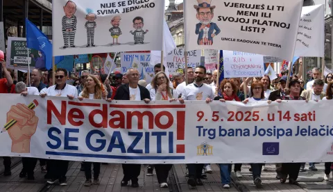 Zagreb, 09.05.2025 (novosti) - poceo prosvjed sindikata skolstva.foto Davor Kovacevicnovosti