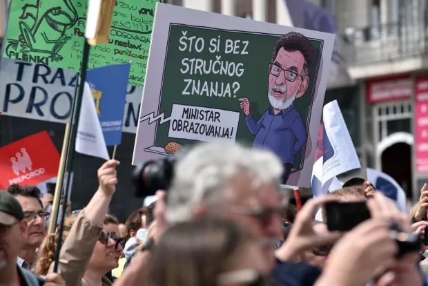 Zagreb, 09.05.2025 (novosti) - poceo prosvjed sindikata skolstva.foto Davor Kovacevicnovosti