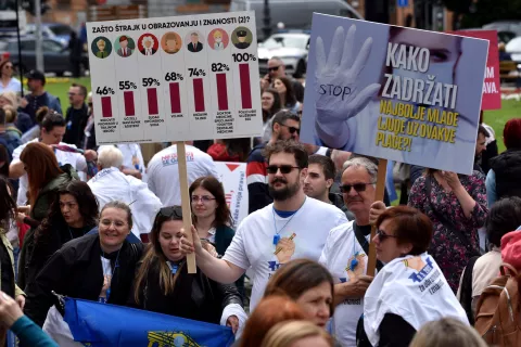 Zagreb, 09.05.2025 (novosti) - poceo prosvjed sindikata skolstva.foto Davor Kovacevicnovosti