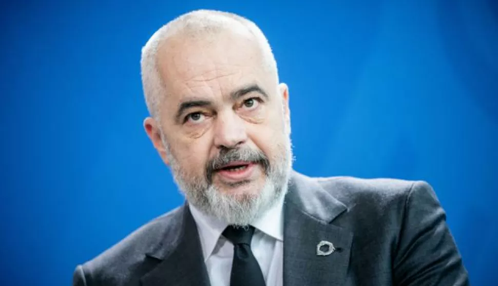 27 January 2020, Berlin: Edi Rama, Prime Minister of Albania, speaks at a press statement. Rama had met with Chancellor Merkel for bilateral talks in the Chancellery. Photo: Michael Kappeler/dpa /DPA/PIXSELL