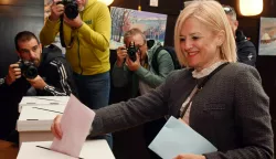Rijeka 18.05.2025.Lokalni izbori 2025. glasanje Iva Rincic kandidat za gradonacelnicu Rijeke glasanje u MO Kozala Foto Marko Gracin