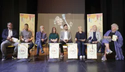 Osijek, 22. 05. 2025., Dječje kazalište, press, konferencija za medije, energetska obnova, 30. SLUK, novi murali, Tomislav Hršak; Mario Kovač; Ivica Lučić; Ivana Sudić; Josip Jukić; Vladimir Ham; Helena Sablić Tomić SNIMIO BRUNO JOBST