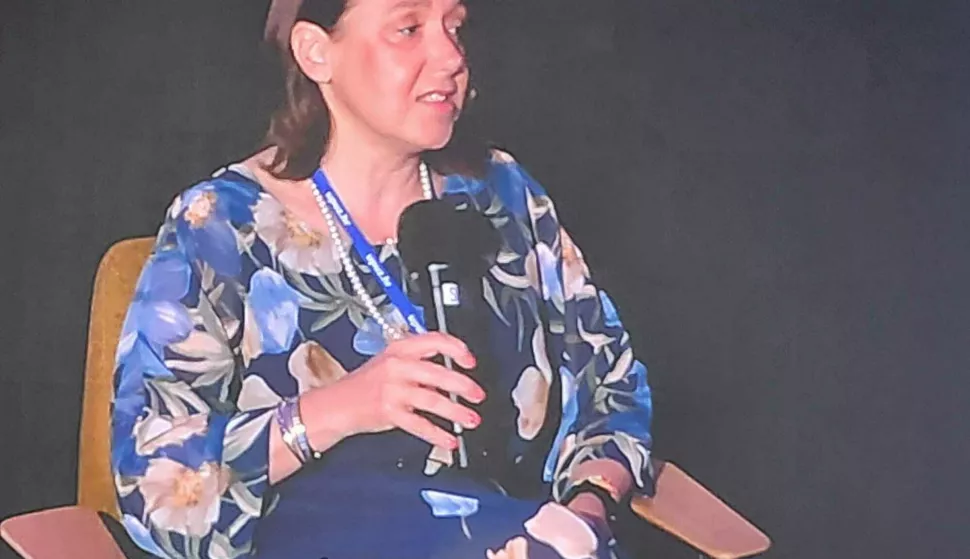 Vodice, 23.05.2025. - U sklopu 128. Kongresa poslodavca u zdravstvu Hrvatske, ministrica zdravstva dr. Irena Hrstić održala je predavanje "Put prema održivom zdravstvenom sustavu" te će ponuditi pregled planiranih projekata i ključnih smjernica zdravstvene politike u nadolazećem razdoblju. Na fotografiji Irena Hrstić. foto HINA/ Vedrana LARVA/ tm