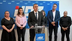 Vukovar, 24.05.2025. - U prostorijama GO HDZ-a Vukovar, kandidat HDZ-a za zamjenika gradonačelnika Vukovara Goran Bendra održao je konferenciju za medije s temom - pokušaj zastrašivanja članica i članova HDZ-a uoči 2. kruga lokalnih izbora.foto HINA/Gordan Panić